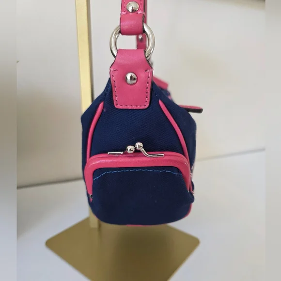 Coach Bonnie Cashin Inspired Mini Canvas Shoulder Bag Pink/Navy Y2K - Picture 5 of 14